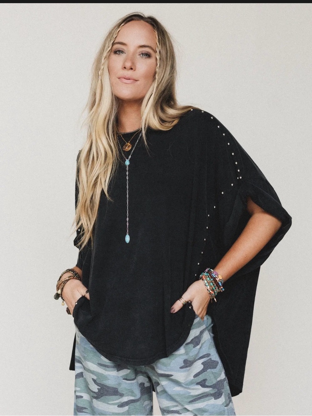 Three Bird Nest Tomcat Studded top